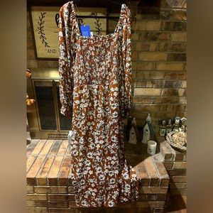 4X Brown Floral Dress NWT